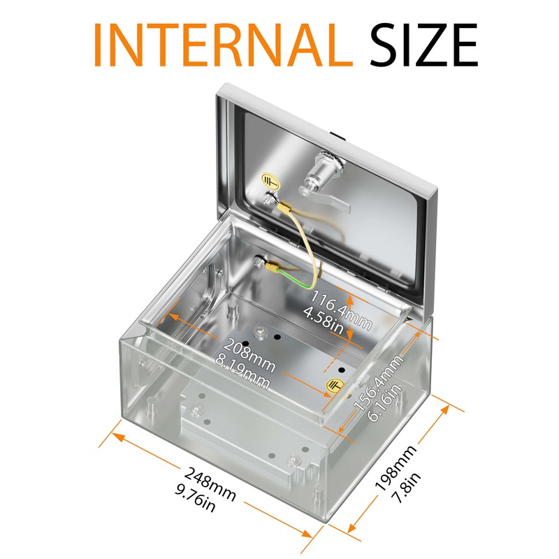 KWONONG Stainless Steel Enclosure, IP65 Waterproof Electrical Box for Indoor