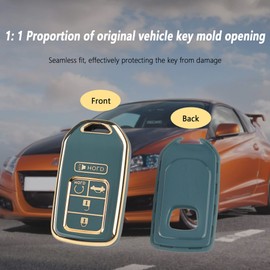 Car Key Fob Cover Compatible with Honda Accord Civic CRV,Soft TPU Key Fob Case with 5 Buttons,Car Essentials Key Fob Protector (Grey)