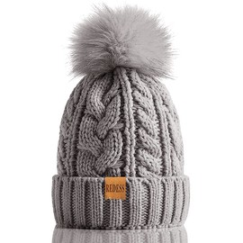 REDESS Women Winter Pompom Beanie Hat with Warm Fleece Lined, Thick Slouchy Snow Knit Skull Ski Cap