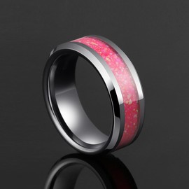 Fyrddyn Men's 6MM 8MM Fire Opal Inlaid Wedding Band Suitable For Men And Women Match Daily Outfits Party Accessory Anniversary Promise Rings 5-14.5, 14, Metal, No Gemstone