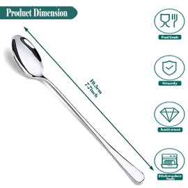 24P Latte Macchiato Spoon Set, PionStar Stainless Steel Long Spoon Set, (7.7 inches/19.5 cm), Dishwasher Safe, Ice Cream Spoon/Dessert Spoon/Coffee Spoon/Teaspoon for Home