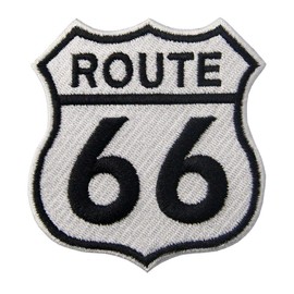 Route 66 Highway Road Sign Embroidery Badge Iron-On or Sew-On Fabric Applique Patch