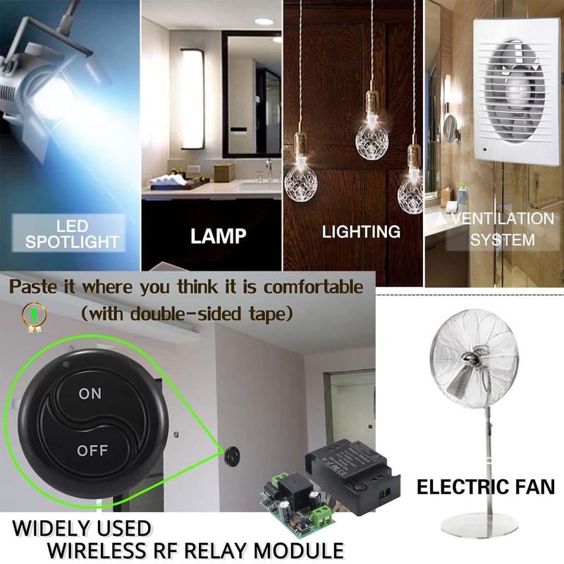Qiulaofu Wireless Light Switch and Receiver Kit, No Wiring, No