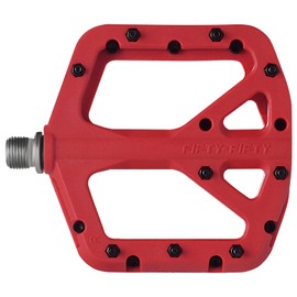 FIFTY-FIFTY Mountain Bike Pedals, Non-Slip MTB Nylon Composite Pedals, 9/16" Bicycle Pedals, Lightweight and Wide Flat Platform Pedals (Red)