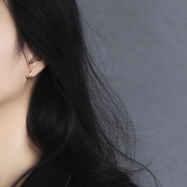 Minimalist Bar Cubic Zirconia Stud Earrings for Women 14K Gold Filled 925 Sterling Silver Pin CZ Hypoallergenic Simple Dainty Jewelry Gifts