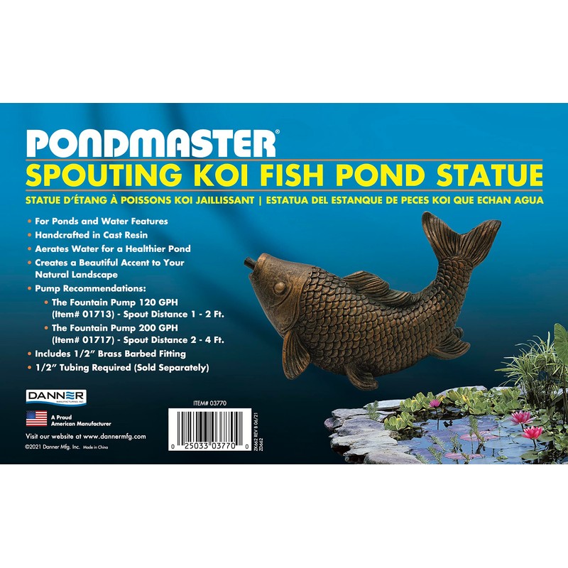 Danner Manufacturing, Inc. Pondmaster Spouting Fish Statue, 03770 Brown