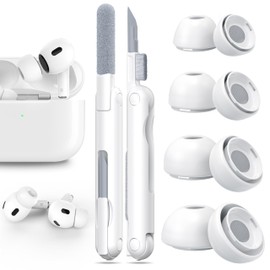 RFUNGUANGO [4 Pairs] Replacement Ear Tips for AirPods Pro 2nd/1st Generation with Noise Reduction Holes, Silicone Ear Tips for Airpods Pro with Portable Storage Box and Cleaning Pen (XS/S/M/L)