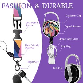 Onevenvi ID Badge Holder with Lanyard, Lanyards Horse for ID Badges, Horses ID Badge Holder with Detachable Lanyard, Badge Holder with Reel, Nurse Teacher Office