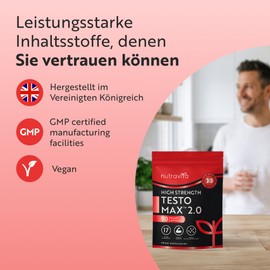 Nutravita TESTOMAX™ 2.0 for Men - 90 Testo Max Vegan Capsules