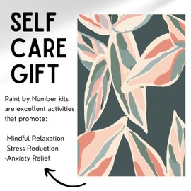 Paint by Number Canvas Kit - Anxiety Relief Self Care Gifts for Women - Birthday Presents, Stress & Anxiety Relief for Wife, Friends and Kids Ages 8- Relaxing Paint by Numbers Kits (Tropical Plants)