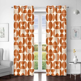 AHBEWIN Cortinas de sala de estar de mediados de siglo, color naranja, abstracto, geométrica, moderna, de 84 pulgadas de largo, 2 paneles con patrón de círculo, para dormitorio, comedor, 52 x 84