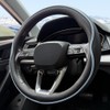 HAOTULE Leather Steering Wheel Cover， with Anti-Slip Stripe Design -
