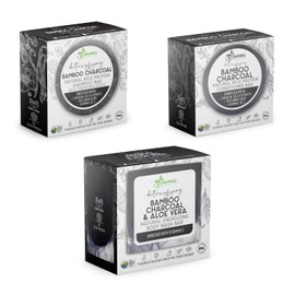 Solid Rice Protein Shampoo, Conditioner and Body Wash Bundle | Shampoo, Conditioner & Wash Bars For Hair and Body w/All Natural Essential Oils & Zero Waste Packaging (Bamboo Charcoal & Aloe)