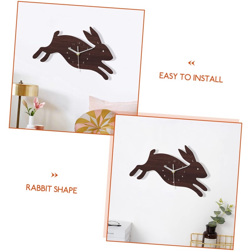 STOBAZA Boho Style Rabbit Wall Clock Mute Wall Clock Decor