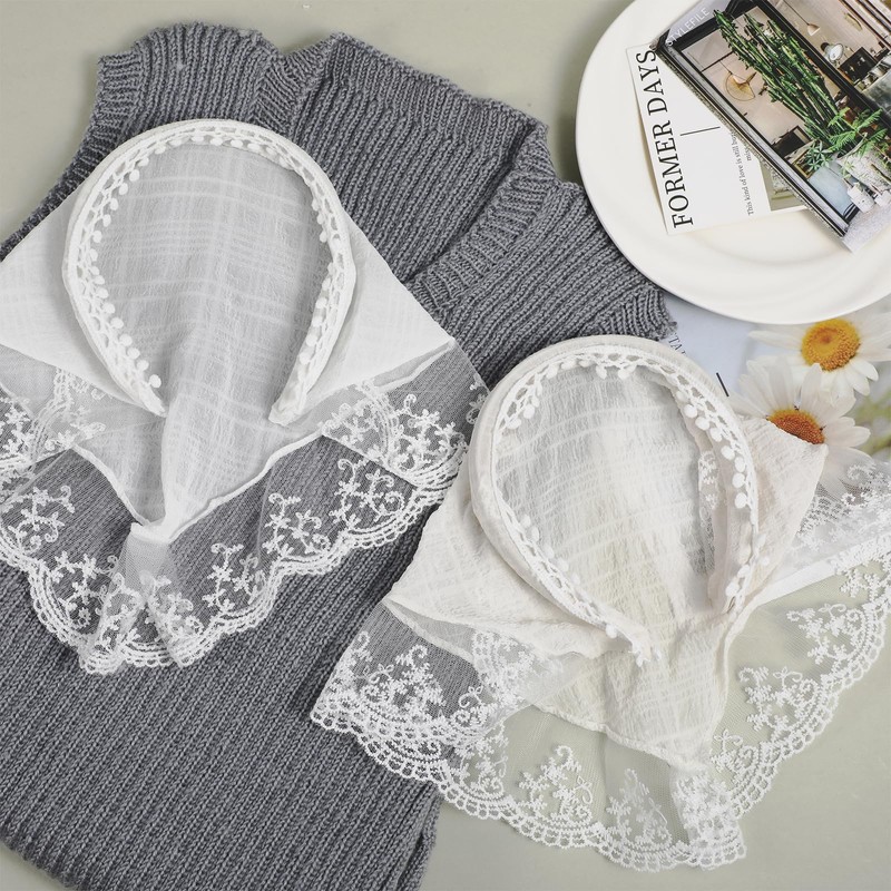 Giantree 2-Piece Set of Women's Lace Headbands, Flower-Shaped Mesh Hair