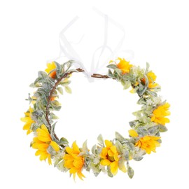 Vaguelly Simulation Flower Wreath Headband for Women Elegant Bridal Hair Decor Sunflower Crown for Weddings Parties and Photography Comfortable and Design