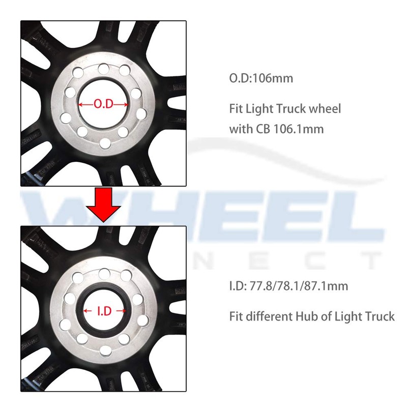 WHEEL CONNECT Hub Centric Rings, 106 to 78.1, Set of