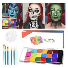 Maquillaje Umail 20 Colores Pintura Facial y Corporal Hipoalergénica con Pinceles