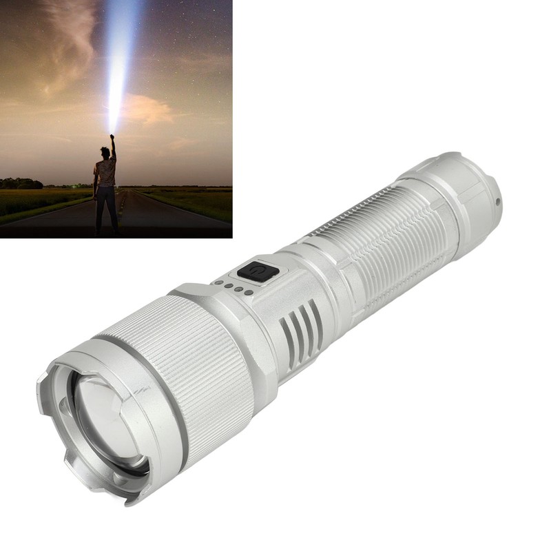 Rechargeable LED Flashlight High Luminous Flux 8000LM Telescopic Zoom Handheld