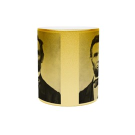 Fabulous Goldene Tasse aus verchromter Keramik - Abraham Lincoln USA Präsident Photo Ancienne - 325 ml
