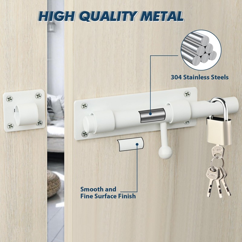 Alise Barrel Bolt Latch,Slide Bolt Latch,Heavy Solid 304 Stainless Steel