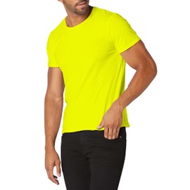 Hat and Beyond Mens Casual Athletic Plain Crew Neck Workout Performance Skateboard T Shirts Solid Short Sleeve Active Tee (3X-Large, 1ks18_Neon Yellow)