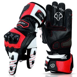 FOXKULL Motorcycle Full Finger Gloves with Knuckle Protector for Men and Women - Riding, Motorbike, Touring, Bicycle (Eagle, Medium)