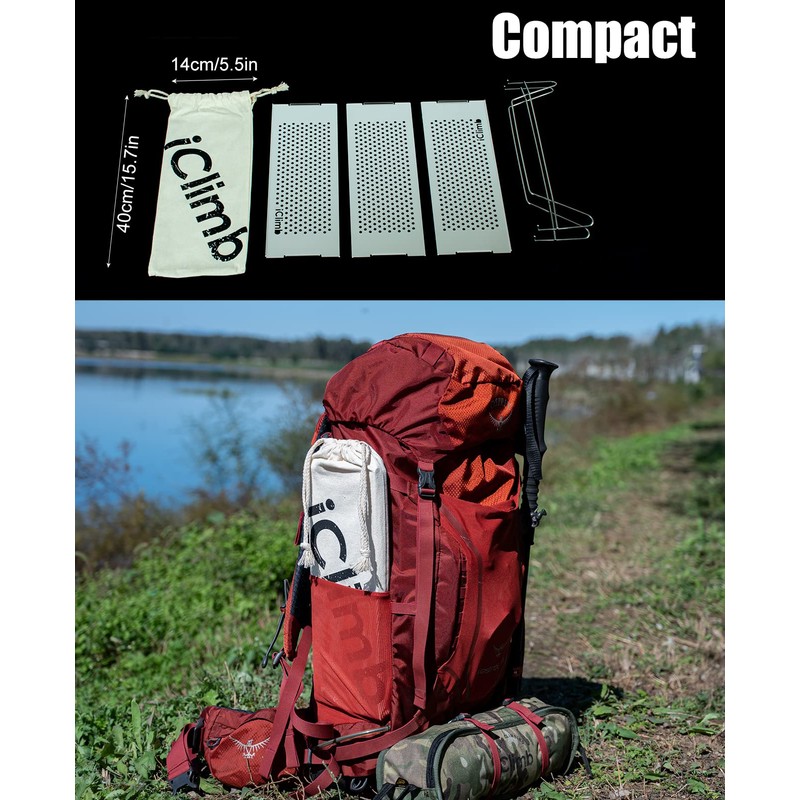 iClimb Mini Solo Folding Table Ultralight Compact for Backpacking Camping