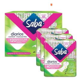 Protectores Diarios Saba® Regular Con Manzanilla 120 Piezas