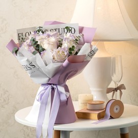 AOKSUNOVA Gift Wrap Ribbon For Crafting, 1Inch x 25Yards Purple Chiffon Ribbons For Wedding Invitations, Bridal Bouquets, Gifts Wrapping