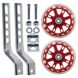 Be In Your Mind 1 Pair Red LED Children's Bicycle Stabilisers Bicycle Training Wheels High Performance Adjustable Bicycle Stabilizers for 12 Inch Bicycle Support Balance