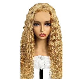 Lakaisa Glueless Wig Human Hair Wear and Go Curly Wig HD Lace Wig Women's Real Hair Natural Brazilian Remy Hair 180% Density Pre Plucked Natural Hairline with Baby Hair 22 Inches