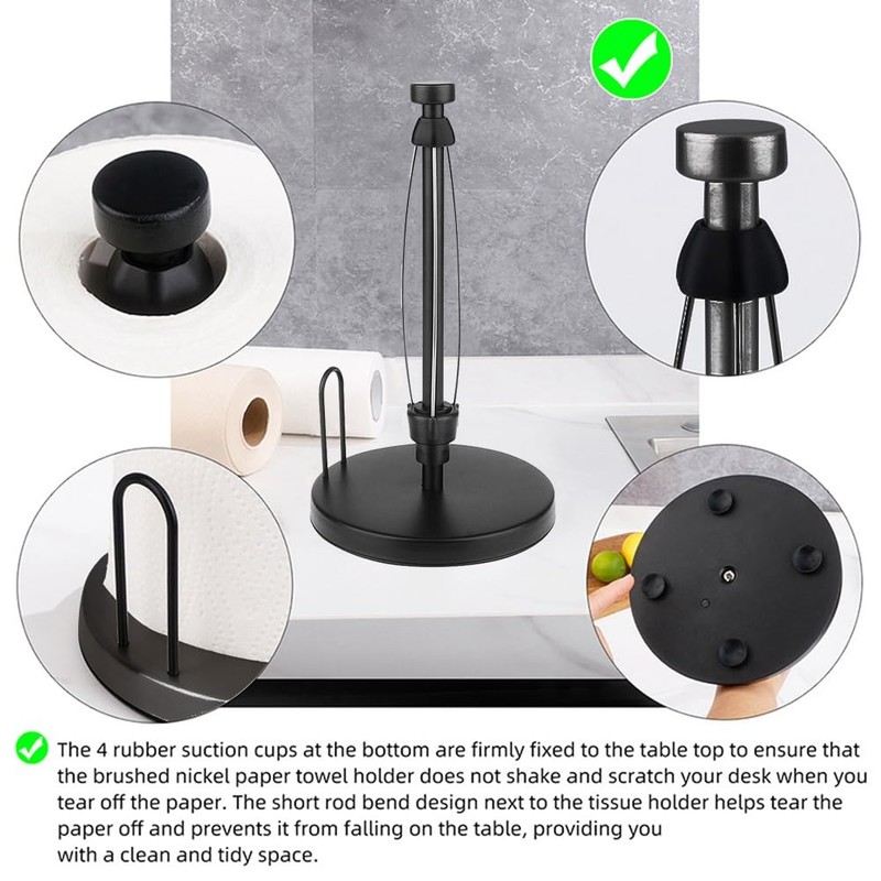 Veumoie Paper Towel Holder Countertop, Paper Towel Stand with Ratchet