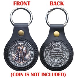 Strugglejewelry 2PCS Premium Leather Christian Challenge Coin Holder - Handmade Keychain for 1.60-Inch Coins - Displays Both Sides of Faith Tokens - Waterproof Scratch-Resistant PVC