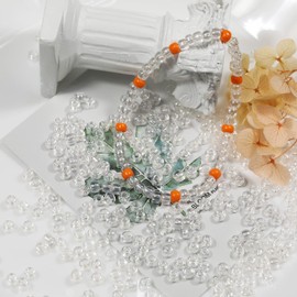 Bala&Fillic Crystal Pearl Color 4mm Glass Seed Beads About 1400pcs in Box 6/0 Glass Craft Seed Beads for Jewelry Making (Crystal Pearl)