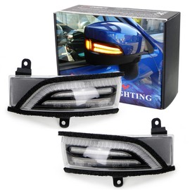 iJDMTOY JDM Spec White/Amber Switchback Sequential Flash LED Side Mirror DRL Turn Signal Light Assembly Compatible With Subaru WRX STI Outback Legacy Impreza Forester Crosstrek XV, Clear Lens