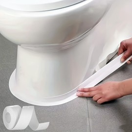Waterproof Self Adhesive Caulk Tape for Bathroom and Bathtub - Traditional Toilet Sealer for Base, Edge Protector