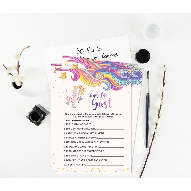 Inkdotpot Unicorn Gender Neutral 50 Find The Guest Baby Shower