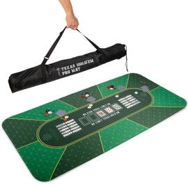 GAMBLUXE 70"X35" / 47"X23" Professional Poker Mat for Table - Smooth Water Repellent Poker Top for Table Nonslip Portable Texas Hold'em Poker Mat + Carrying/Storage Bag for Poker Games, (Green)