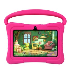 SAIWAN 7 inch Kids Tablet with Shockproof Case, 1GB RAM 16GB ROM, Android Toddler Tablet with Bluetooth, WiFi, GMS, Parental Control, Educational, Games(Pink)