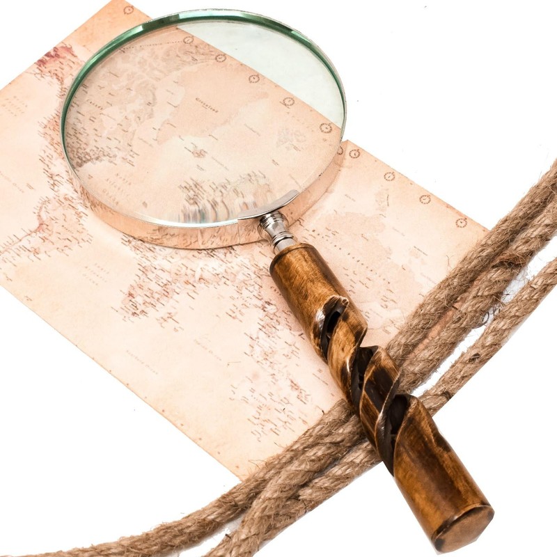 FYNJREX Bronze Brass Magnifying Glass, 4" Lens, 10x Magnification, Antique