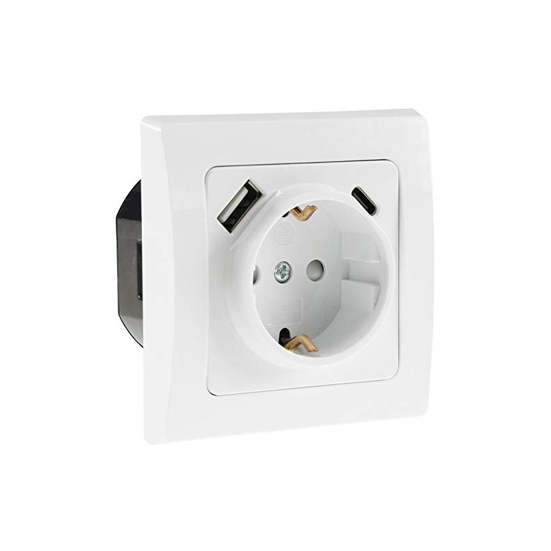 Delphi Protective Contact Socket with USB-C - Flush-Mounted 250 V