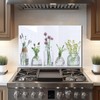 DAIFURONGE Tempered Glass Backsplash For Kitchen Behind Stove,Flower Bottle Stove