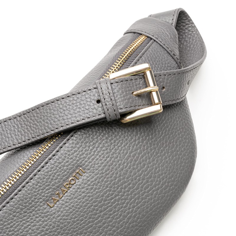 Lazarotti Bologna Women's Leather Belt Bag, Adjustable Shoulder Strap, Large