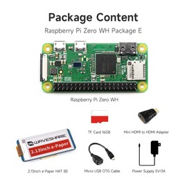 Waveshare Zero WH Package E,Compatible with Raspberry Pi,with 2.13inch e-Paper HAT