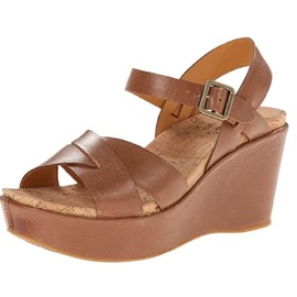 KORK-EASE Women's Ava 2.0 Wedge Leather Sandal, Golden Sand, Size 6
