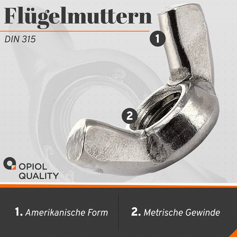 OPIOL QUALITY® Wing Nuts Similar to DIN 315 M4 A2