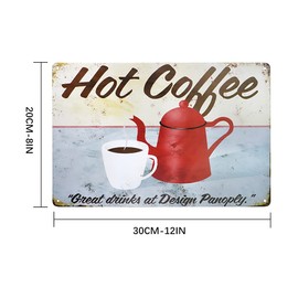 TIE-DailyNec Pack of 4 Coffee Tin Signs, Vintage, Café Metal Poster, Retro Wall Decoration for Cafe, Bar, Wall Decoration, 20 x 30 cm