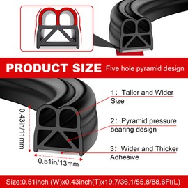 Car Door Seal Strip 19.7FT, Universal Self Adhesive Car Door Seal, Thickened Double Layer Rubber Automotive Weather Stripping, for Cars, Truck, Rv, Pickup, SUV