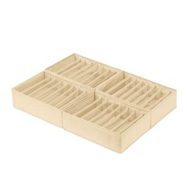 Qozary 4 Pack Drawer Organizers for Clothing, 8 Grids Foldable Closet Organizers and Storage Bins for Bedroom, Dresser Organizer Boxes for Thin T-shirts, Tank Tops, Camisoles, Tights, Leggings